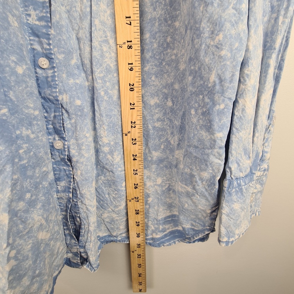 Zara‎ Sky Blue Tie Dye Button Down Poplin Shirt Long Sleeve Size L Women's Style - Picture 6 of 8